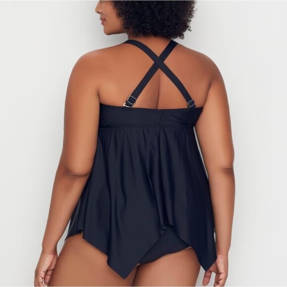 Birdsong Plus Size 20W Black Eco Onyx Sharkbite Underwire Tankini Swim Top Solid - Picture 4 of 13
